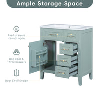 VanityFus 18.6-in Green Bathroom Vanity Single Sink Combo Undermount with Ceramic Top 1 door 3 drawers