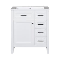 VanityFus 18.6-in White Bathroom Vanity Single Sink Combo Undermount with Ceramic Top 1 door 3 drawers