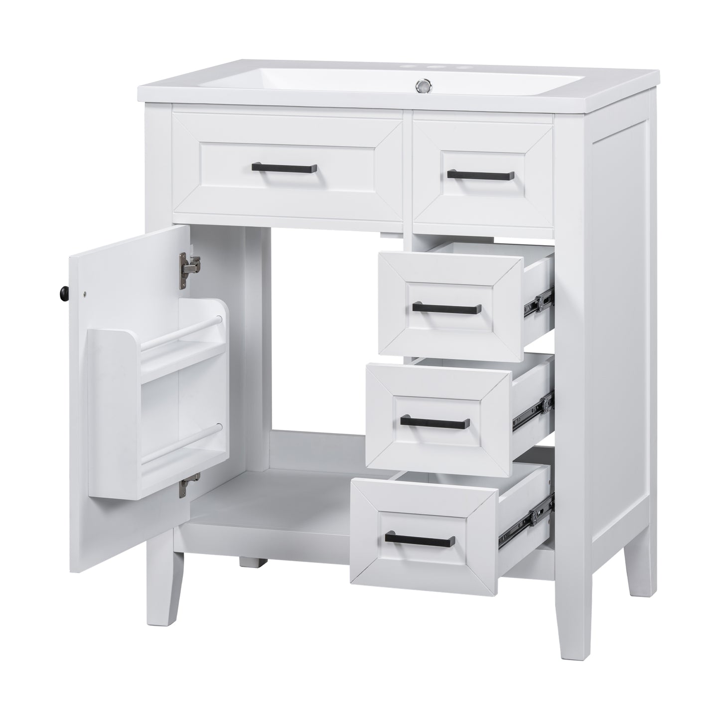 VanityFus 18.6-in White Bathroom Vanity Single Sink Combo Undermount with Ceramic Top 1 door 3 drawers