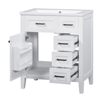 VanityFus 18.6-in White Bathroom Vanity Single Sink Combo Undermount with Ceramic Top 1 door 3 drawers