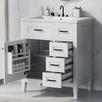 VanityFus 18.6-in White Bathroom Vanity Single Sink Combo Undermount with Ceramic Top 1 door 3 drawers