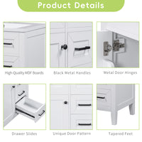 VanityFus 18.6-in White Bathroom Vanity Single Sink Combo Undermount with Ceramic Top 1 door 3 drawers