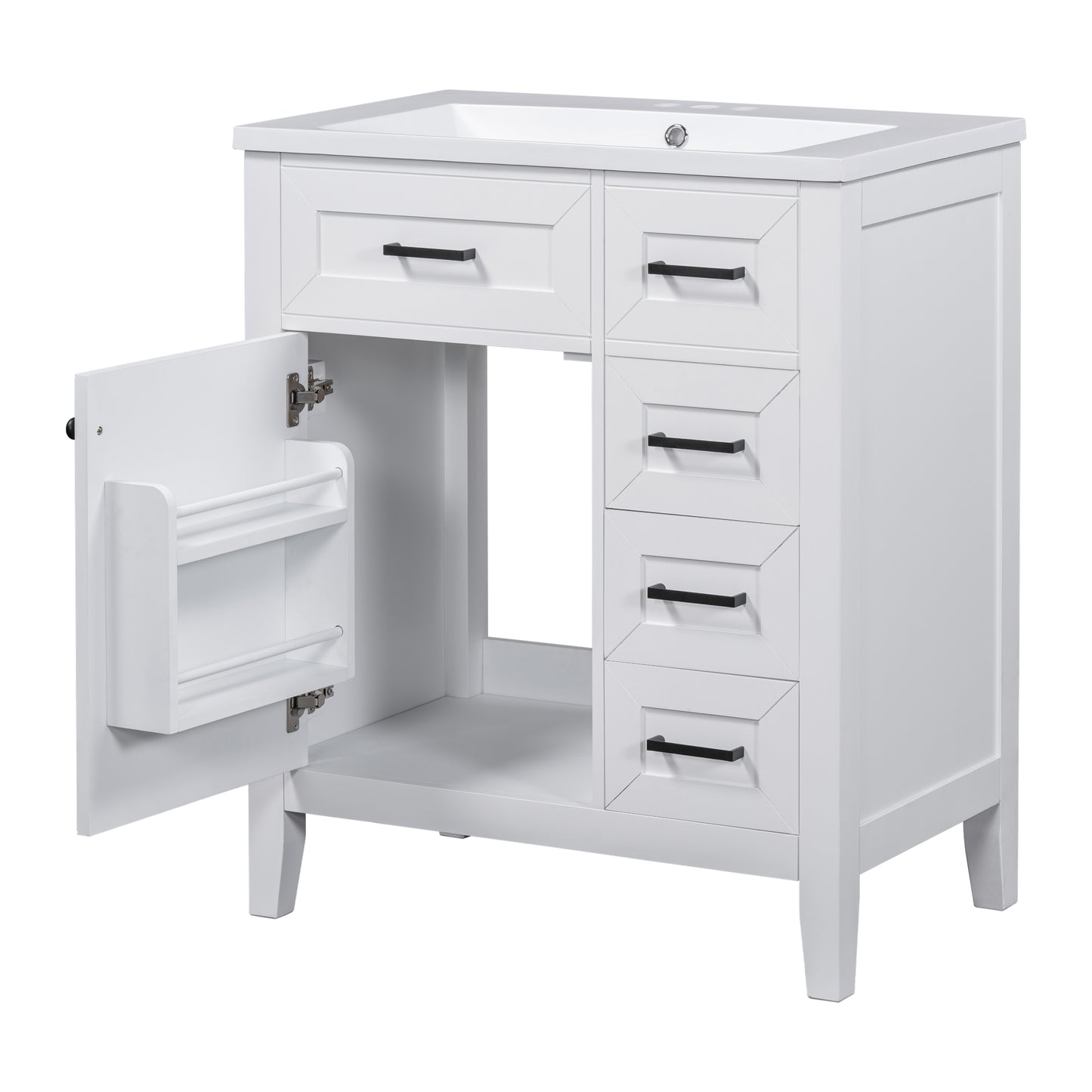 VanityFus 18.6-in White Bathroom Vanity Single Sink Combo Undermount with Ceramic Top 1 door 3 drawers