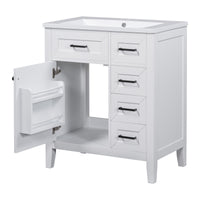 VanityFus 18.6-in White Bathroom Vanity Single Sink Combo Undermount with Ceramic Top 1 door 3 drawers