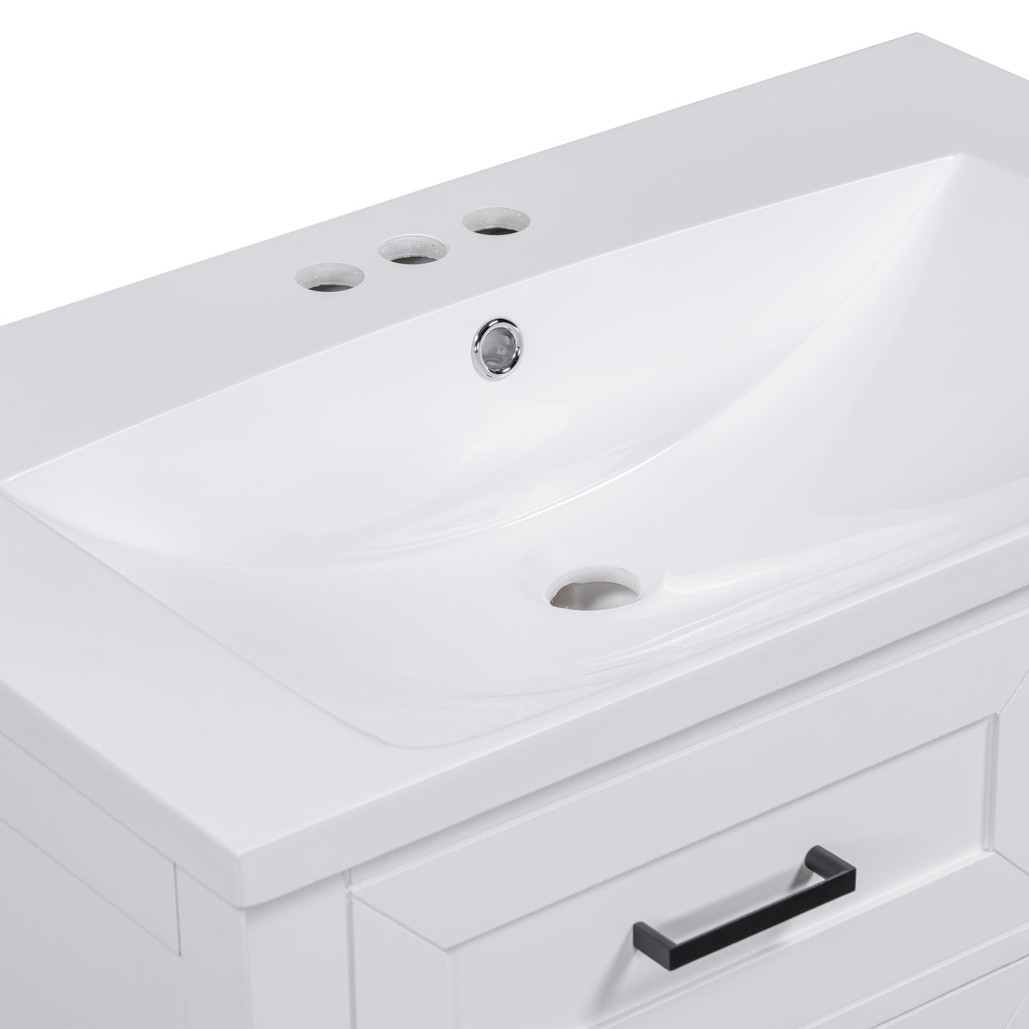 VanityFus 18.6-in White Bathroom Vanity Single Sink Combo Undermount with Ceramic Top 1 door 3 drawers