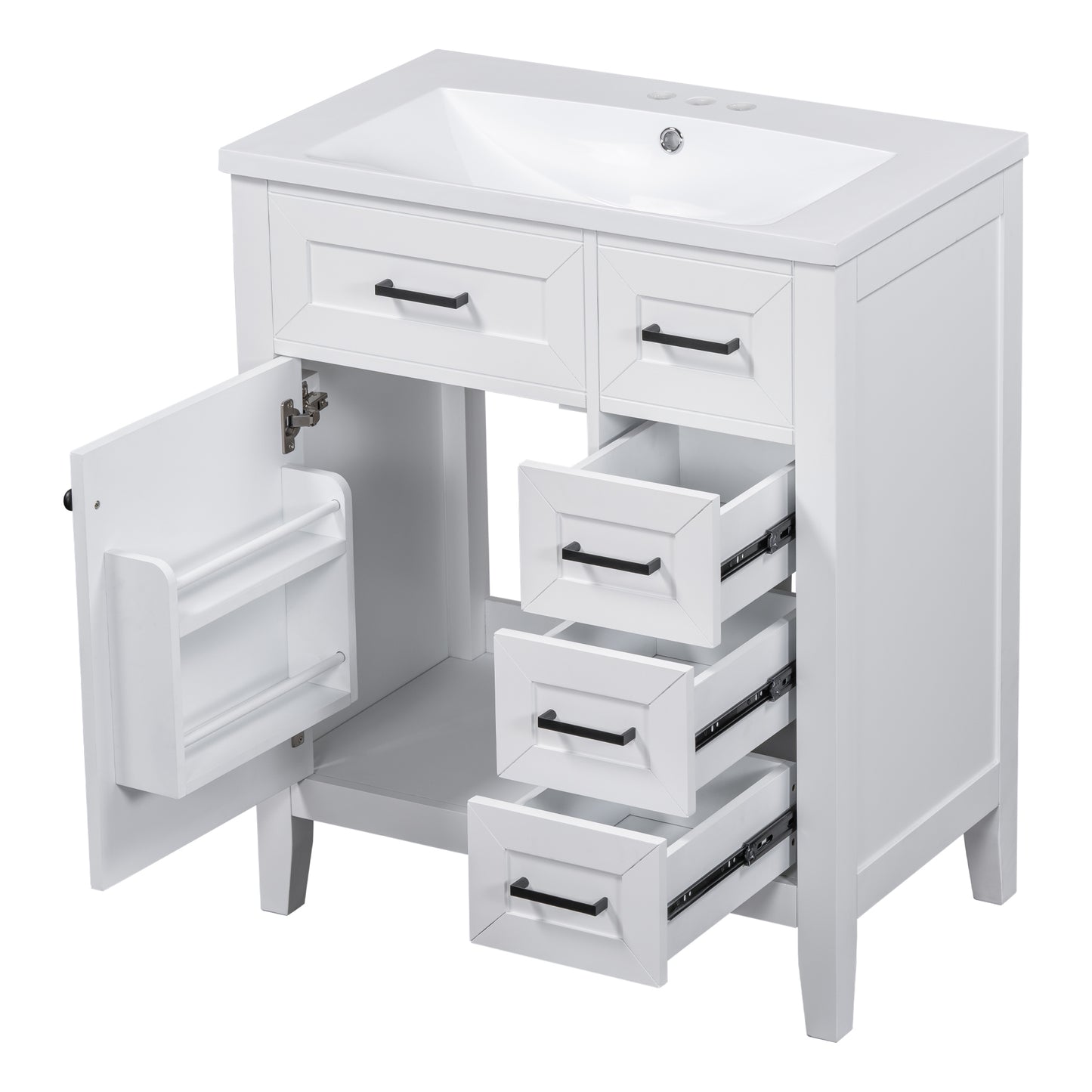 VanityFus 18.6-in White Bathroom Vanity Single Sink Combo Undermount with Ceramic Top 1 door 3 drawers