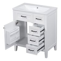 VanityFus 18.6-in White Bathroom Vanity Single Sink Combo Undermount with Ceramic Top 1 door 3 drawers