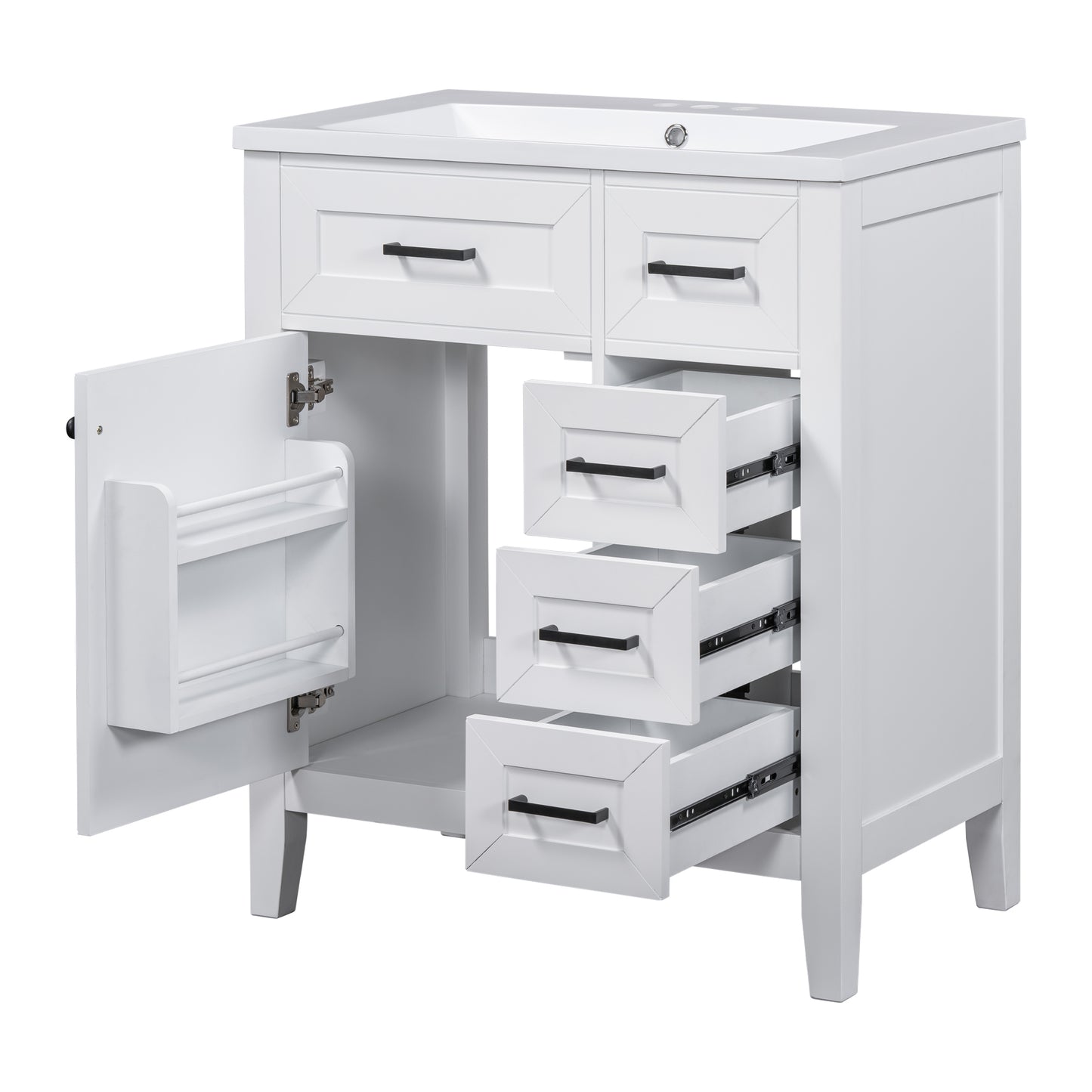 VanityFus 18.6-in White Bathroom Vanity Single Sink Combo Undermount with Ceramic Top 1 door 3 drawers