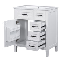 VanityFus 18.6-in White Bathroom Vanity Single Sink Combo Undermount with Ceramic Top 1 door 3 drawers