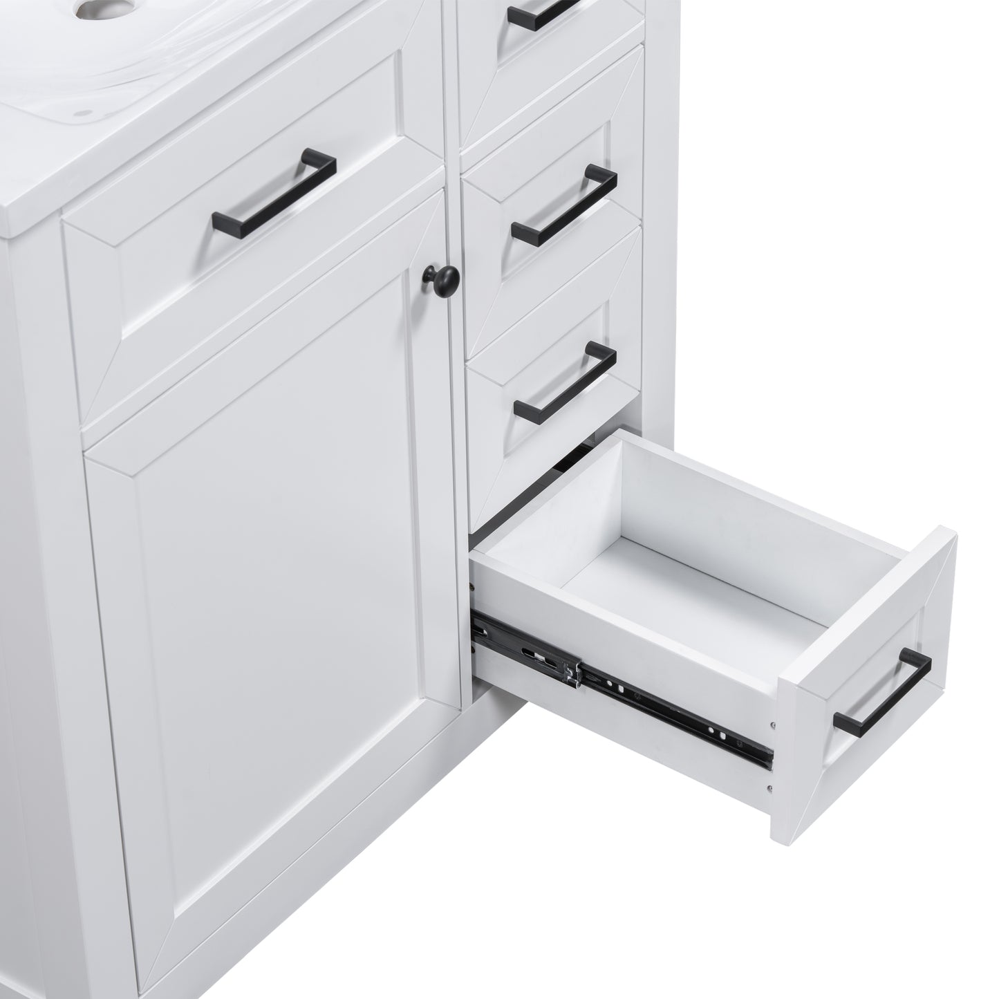 VanityFus 18.6-in White Bathroom Vanity Single Sink Combo Undermount with Ceramic Top 1 door 3 drawers