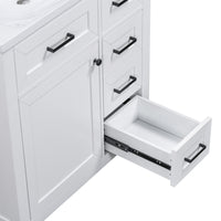 VanityFus 18.6-in White Bathroom Vanity Single Sink Combo Undermount with Ceramic Top 1 door 3 drawers