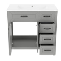 VanityFus 28.6-in Gray Bathroom Vanity Single Sink Combo Undermount with Ceramic Top 2 doors 3 drawers