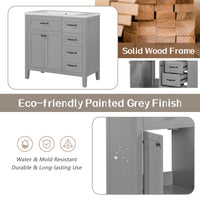 VanityFus 28.6-in Gray Bathroom Vanity Single Sink Combo Undermount with Ceramic Top 2 doors 3 drawers