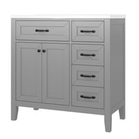 VanityFus 28.6-in Gray Bathroom Vanity Single Sink Combo Undermount with Ceramic Top 2 doors 3 drawers