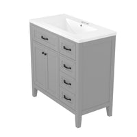 VanityFus 28.6-in Gray Bathroom Vanity Single Sink Combo Undermount with Ceramic Top 2 doors 3 drawers