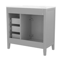 VanityFus 28.6-in Gray Bathroom Vanity Single Sink Combo Undermount with Ceramic Top 2 doors 3 drawers