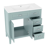 VanityFus 28.6-in Green Bathroom Vanity Single Sink Combo Undermount with Ceramic Top 2 doors 3 drawers