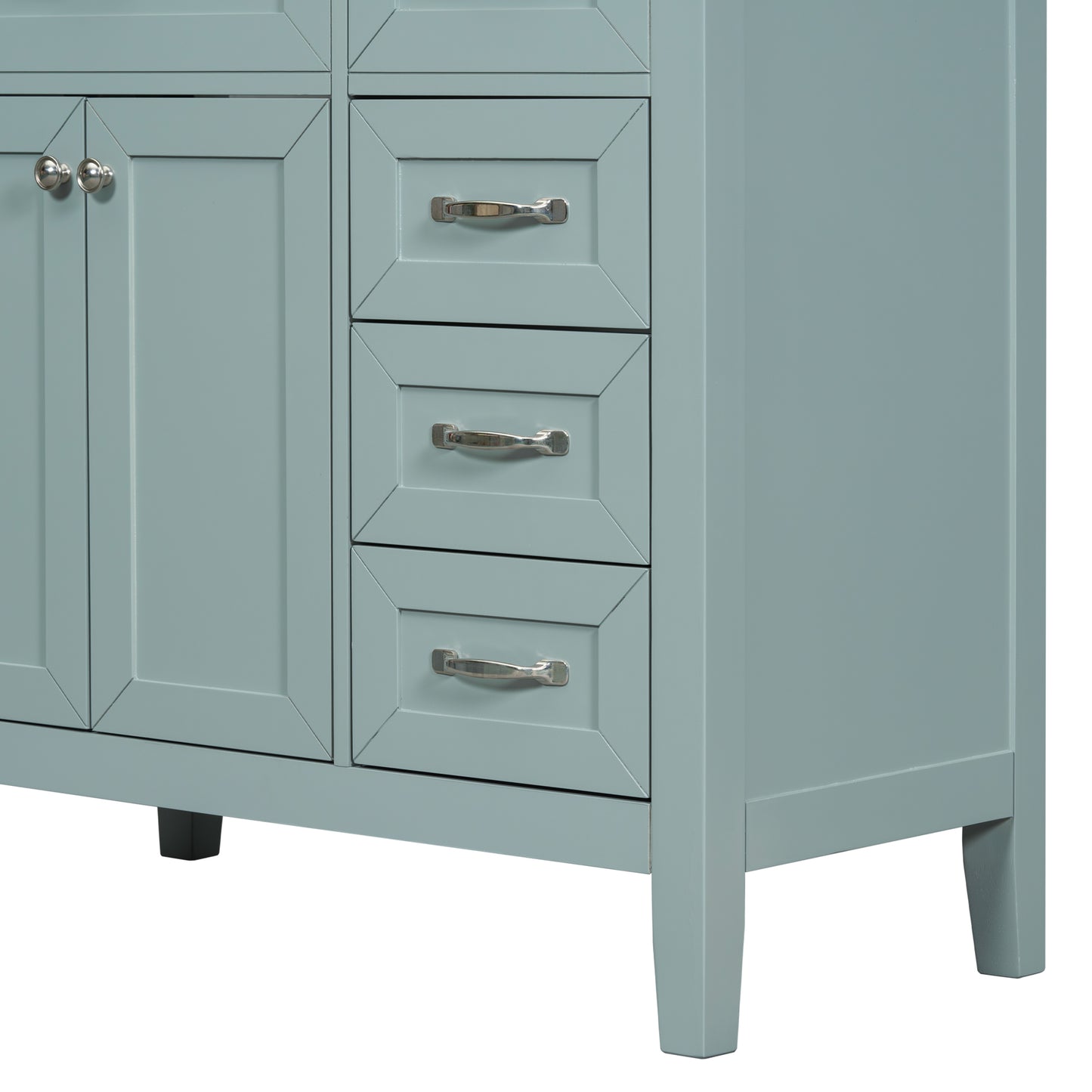 VanityFus 28.6-in Green Bathroom Vanity Single Sink Combo Undermount with Ceramic Top 2 doors 3 drawers