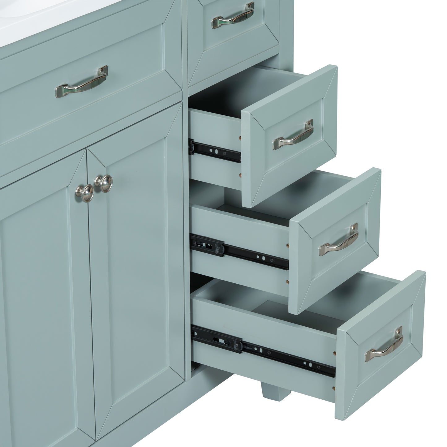 VanityFus 28.6-in Green Bathroom Vanity Single Sink Combo Undermount with Ceramic Top 2 doors 3 drawers