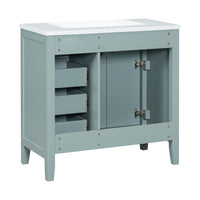 VanityFus 28.6-in Green Bathroom Vanity Single Sink Combo Undermount with Ceramic Top 2 doors 3 drawers