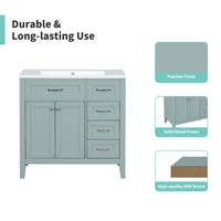 VanityFus 28.6-in Green Bathroom Vanity Single Sink Combo Undermount with Ceramic Top 2 doors 3 drawers