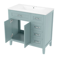 VanityFus 28.6-in Green Bathroom Vanity Single Sink Combo Undermount with Ceramic Top 2 doors 3 drawers