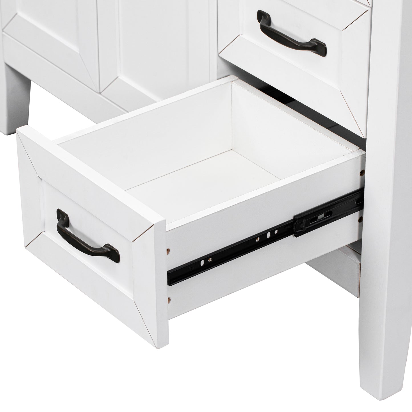 VanityFus 28.6-in White Bathroom Vanity Single Sink Combo Undermount with Ceramic Top 2 doors 3 drawers