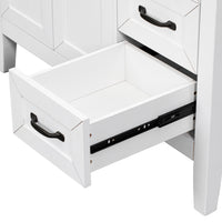 VanityFus 28.6-in White Bathroom Vanity Single Sink Combo Undermount with Ceramic Top 2 doors 3 drawers