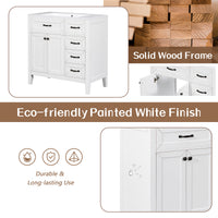 VanityFus 28.6-in White Bathroom Vanity Single Sink Combo Undermount with Ceramic Top 2 doors 3 drawers