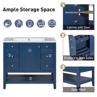 VanityFus 18.6-in Blue Bathroom Vanity Single Sink Combo Undermount with Ceramic Top 1 door 3 drawers Adjustable Shelves