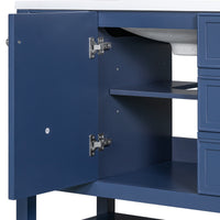 VanityFus 18.6-in Blue Bathroom Vanity Single Sink Combo Undermount with Ceramic Top 1 door 3 drawers Adjustable Shelves