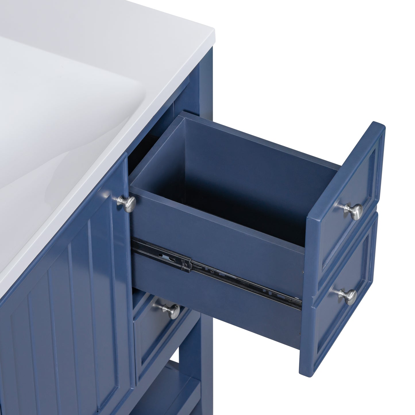 VanityFus 18.6-in Blue Bathroom Vanity Single Sink Combo Undermount with Ceramic Top 1 door 3 drawers Adjustable Shelves