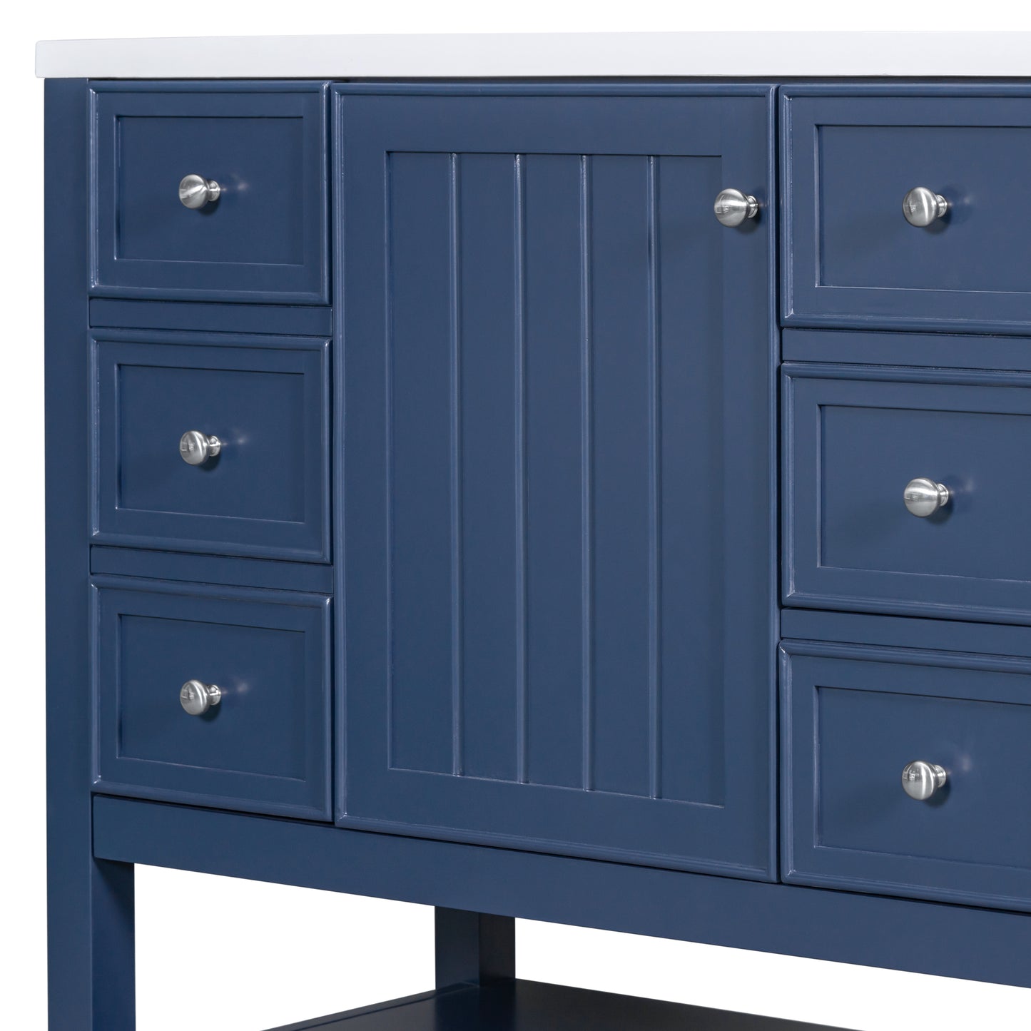 VanityFus 18.6-in Blue Bathroom Vanity Single Sink Combo Undermount with Ceramic Top 1 door 3 drawers Adjustable Shelves