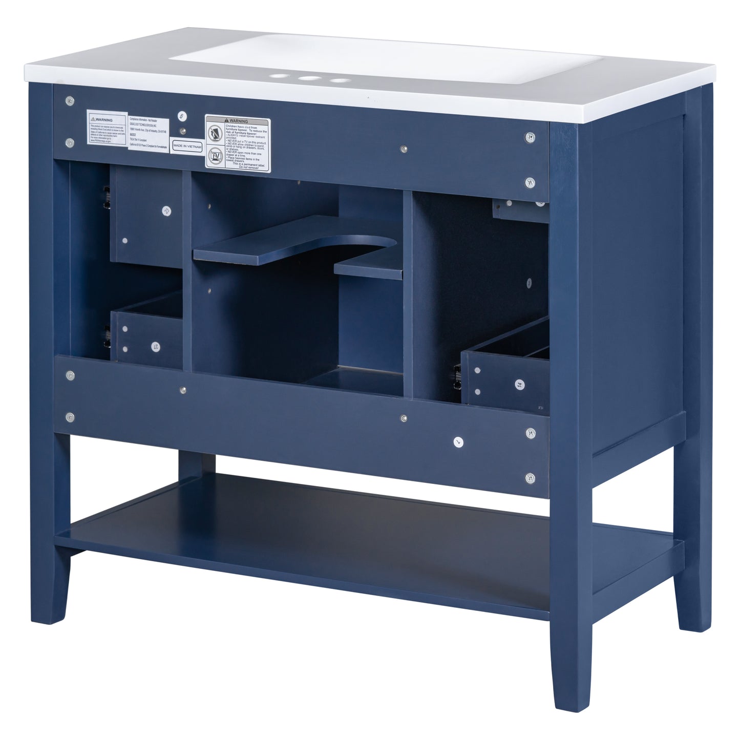 VanityFus 18.6-in Blue Bathroom Vanity Single Sink Combo Undermount with Ceramic Top 1 door 3 drawers Adjustable Shelves