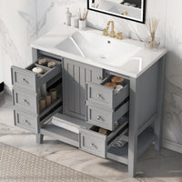 VanityFus 18.6-in Gray Bathroom Vanity Single Sink Combo Undermount with Ceramic Top 1 door 3 drawers Adjustable Shelves