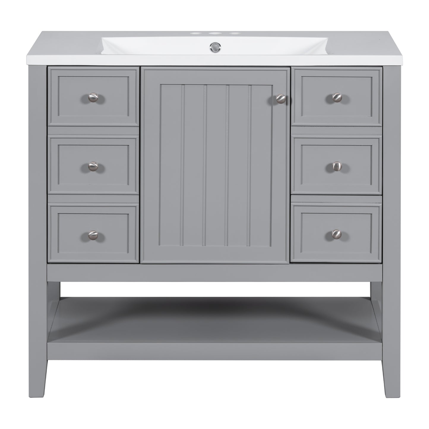 VanityFus 18.6-in Gray Bathroom Vanity Single Sink Combo Undermount with Ceramic Top 1 door 3 drawers Adjustable Shelves