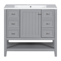 VanityFus 18.6-in Gray Bathroom Vanity Single Sink Combo Undermount with Ceramic Top 1 door 3 drawers Adjustable Shelves