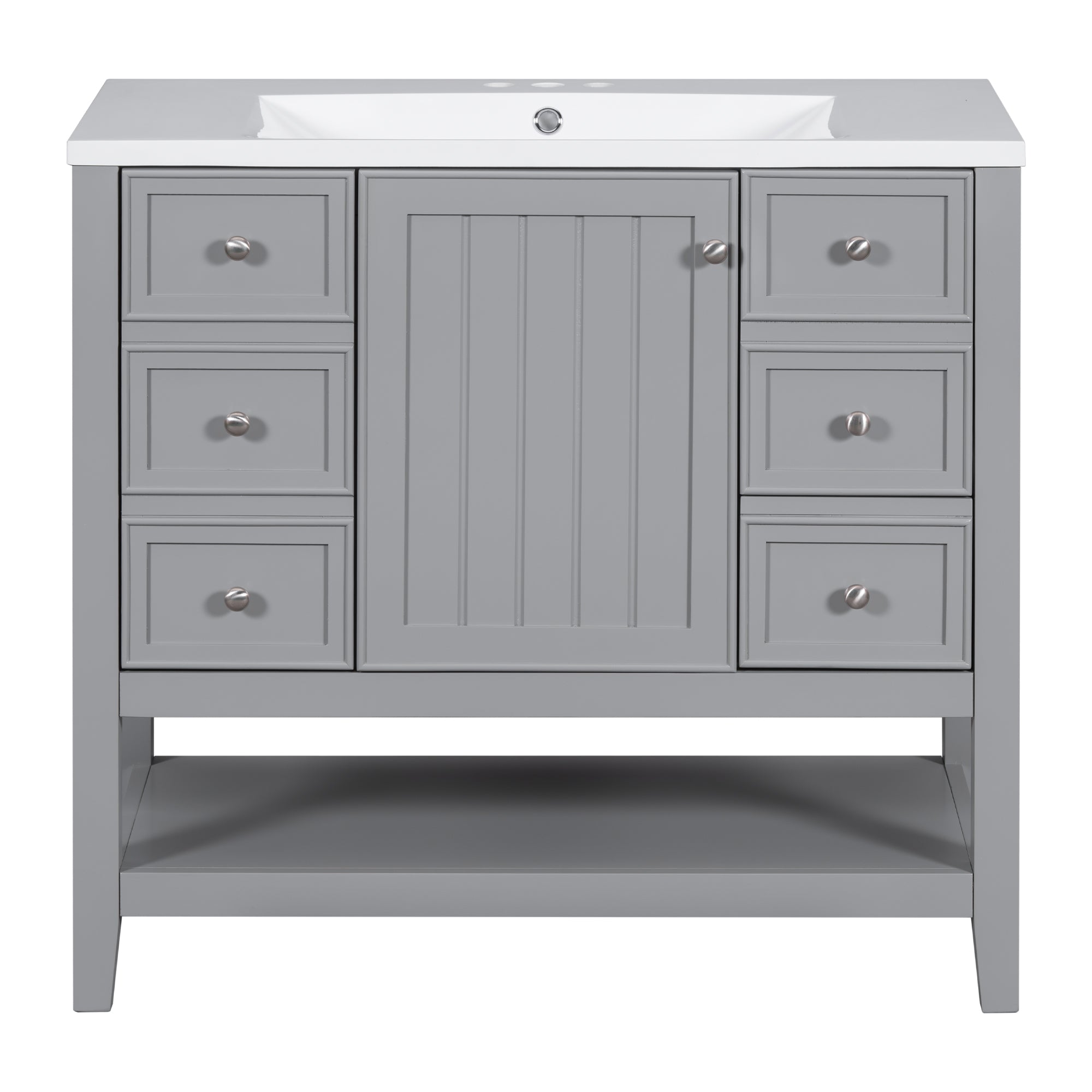 VanityFus 18.6-in Gray Bathroom Vanity Single Sink Combo Undermount with Ceramic Top 1 door 3 drawers Adjustable Shelves