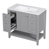 VanityFus 18.6-in Gray Bathroom Vanity Single Sink Combo Undermount with Ceramic Top 1 door 3 drawers Adjustable Shelves