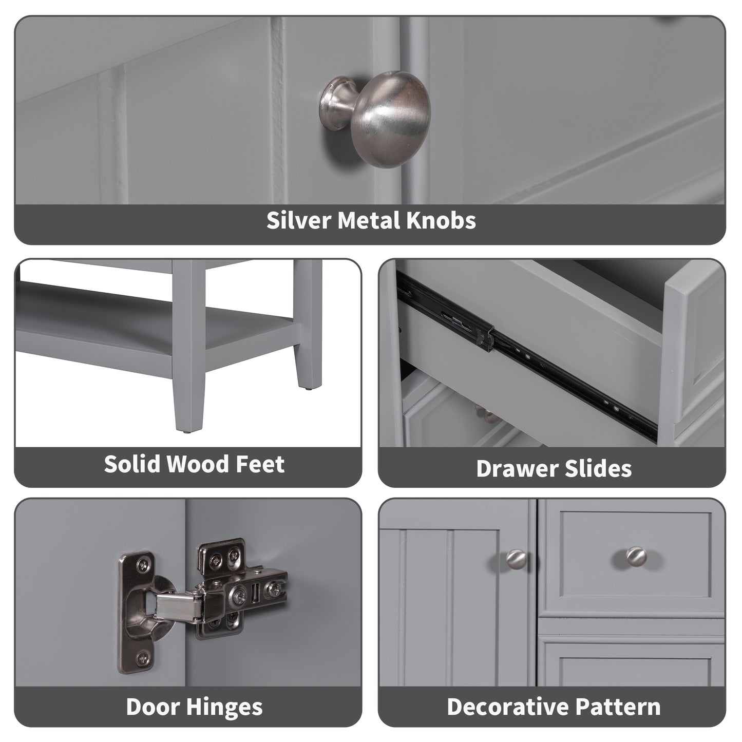 VanityFus 18.6-in Gray Bathroom Vanity Single Sink Combo Undermount with Ceramic Top 1 door 3 drawers Adjustable Shelves