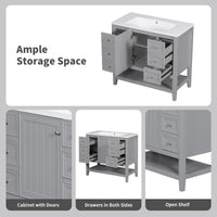 VanityFus 18.6-in Gray Bathroom Vanity Single Sink Combo Undermount with Ceramic Top 1 door 3 drawers Adjustable Shelves