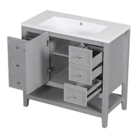 VanityFus 18.6-in Gray Bathroom Vanity Single Sink Combo Undermount with Ceramic Top 1 door 3 drawers Adjustable Shelves