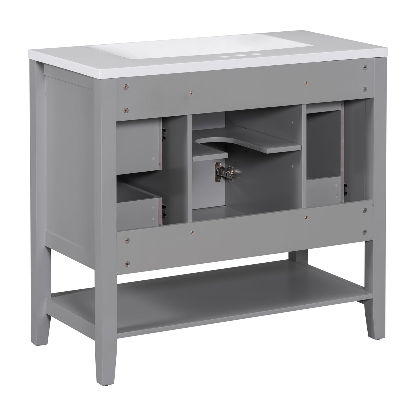 VanityFus 18.6-in Gray Bathroom Vanity Single Sink Combo Undermount with Ceramic Top 1 door 3 drawers Adjustable Shelves