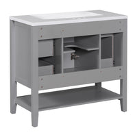 VanityFus 18.6-in Gray Bathroom Vanity Single Sink Combo Undermount with Ceramic Top 1 door 3 drawers Adjustable Shelves