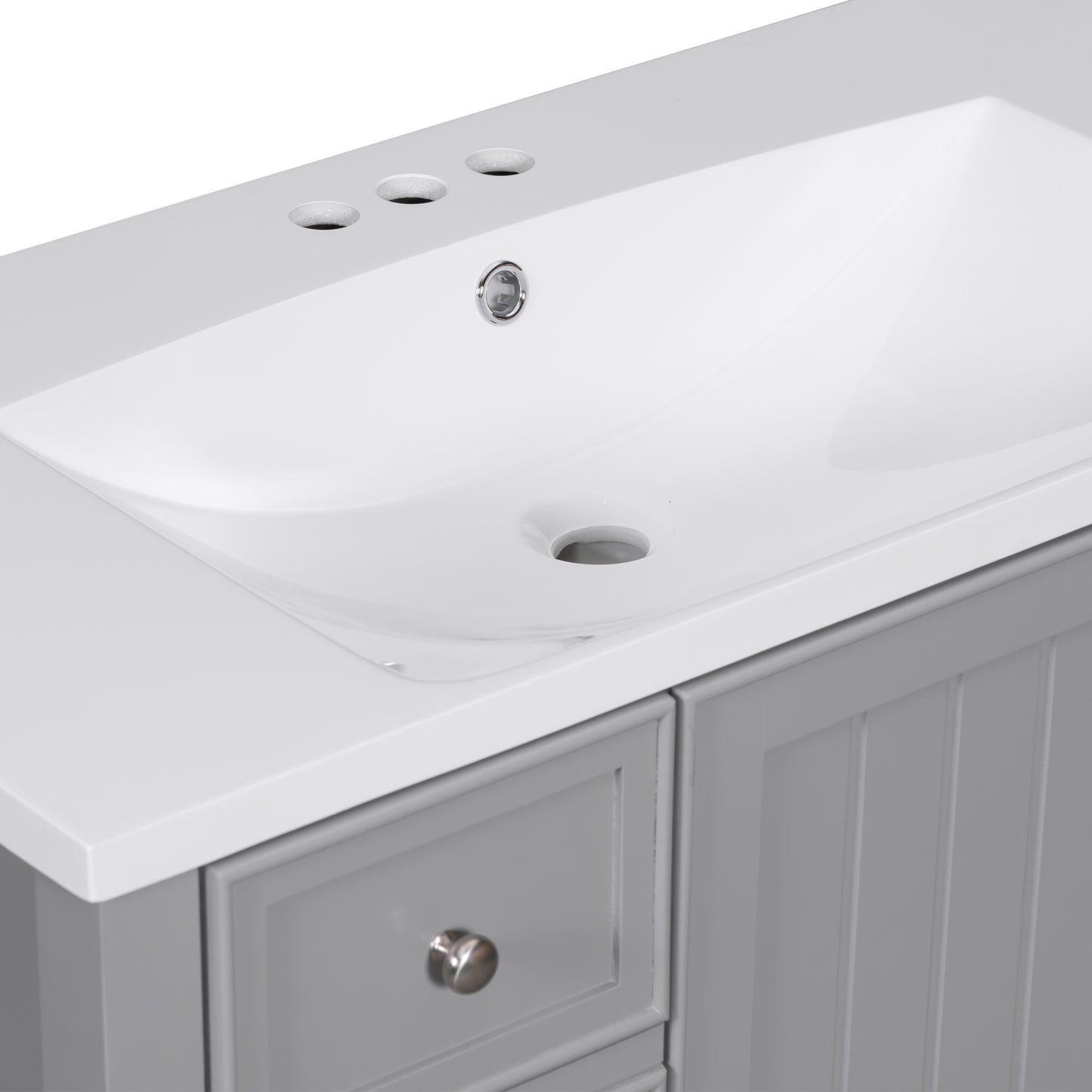 VanityFus 18.6-in Gray Bathroom Vanity Single Sink Combo Undermount with Ceramic Top 1 door 3 drawers Adjustable Shelves