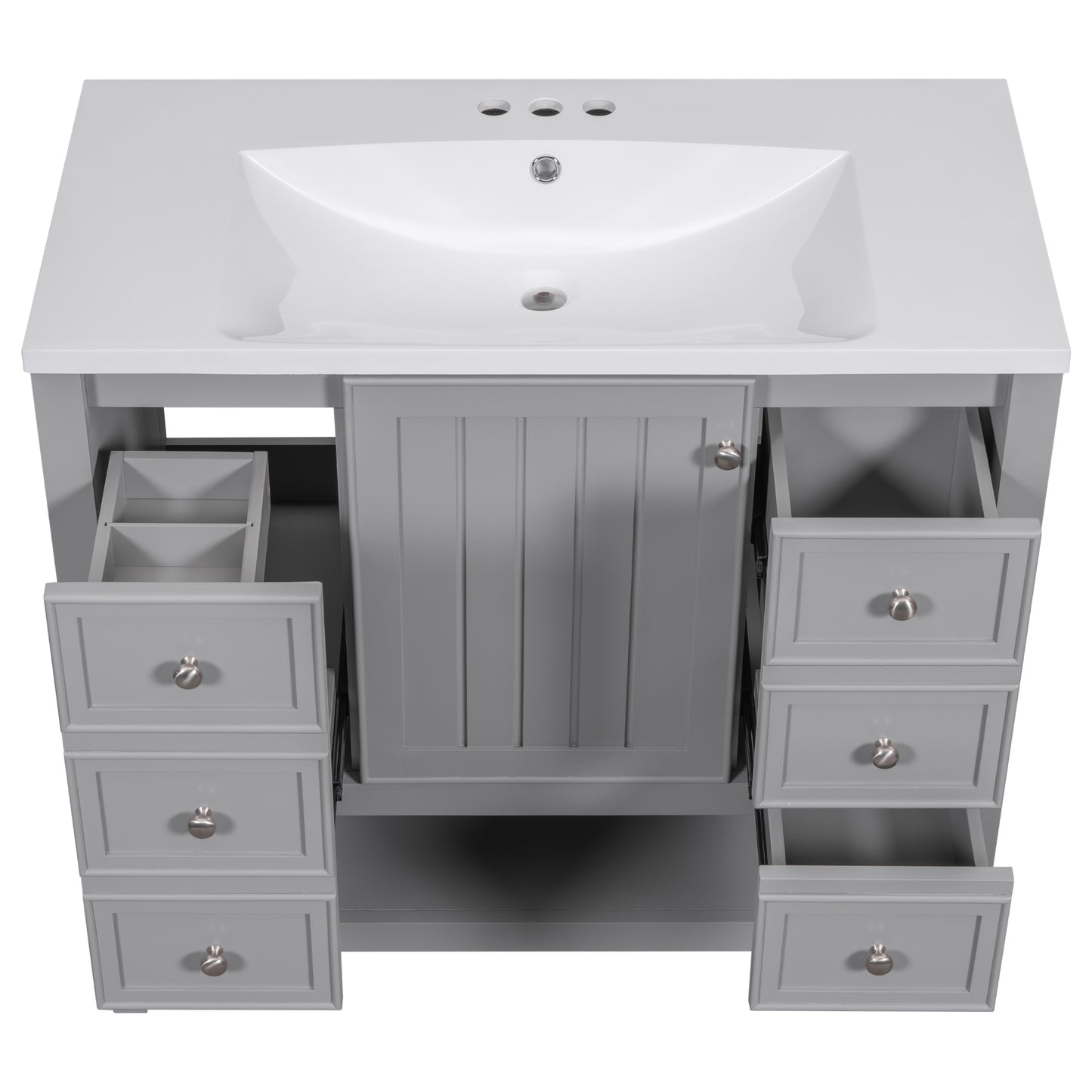 VanityFus 18.6-in Gray Bathroom Vanity Single Sink Combo Undermount with Ceramic Top 1 door 3 drawers Adjustable Shelves