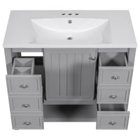 VanityFus 18.6-in Gray Bathroom Vanity Single Sink Combo Undermount with Ceramic Top 1 door 3 drawers Adjustable Shelves