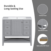 VanityFus 18.6-in Gray Bathroom Vanity Single Sink Combo Undermount with Ceramic Top 1 door 3 drawers Adjustable Shelves