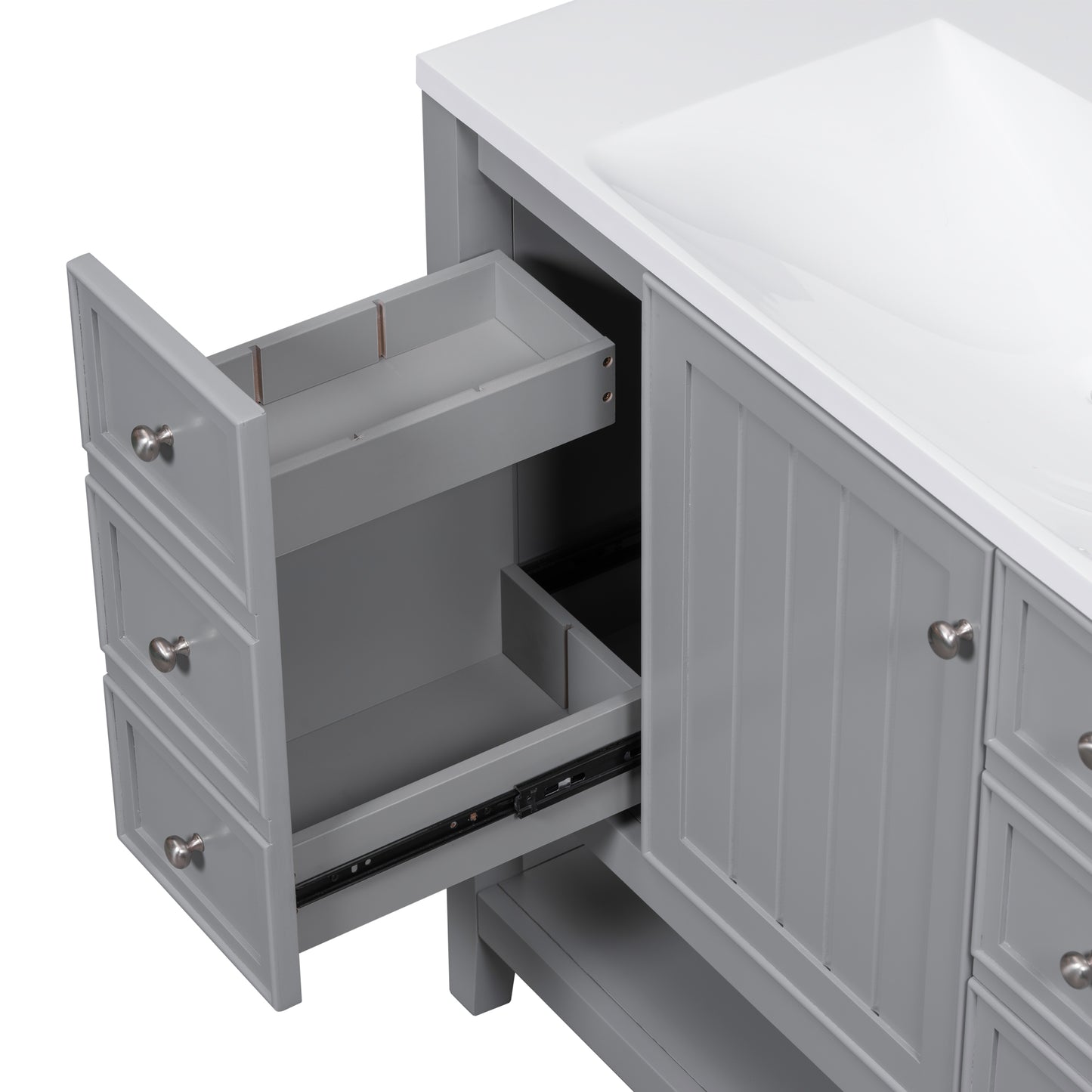 VanityFus 18.6-in Gray Bathroom Vanity Single Sink Combo Undermount with Ceramic Top 1 door 3 drawers Adjustable Shelves