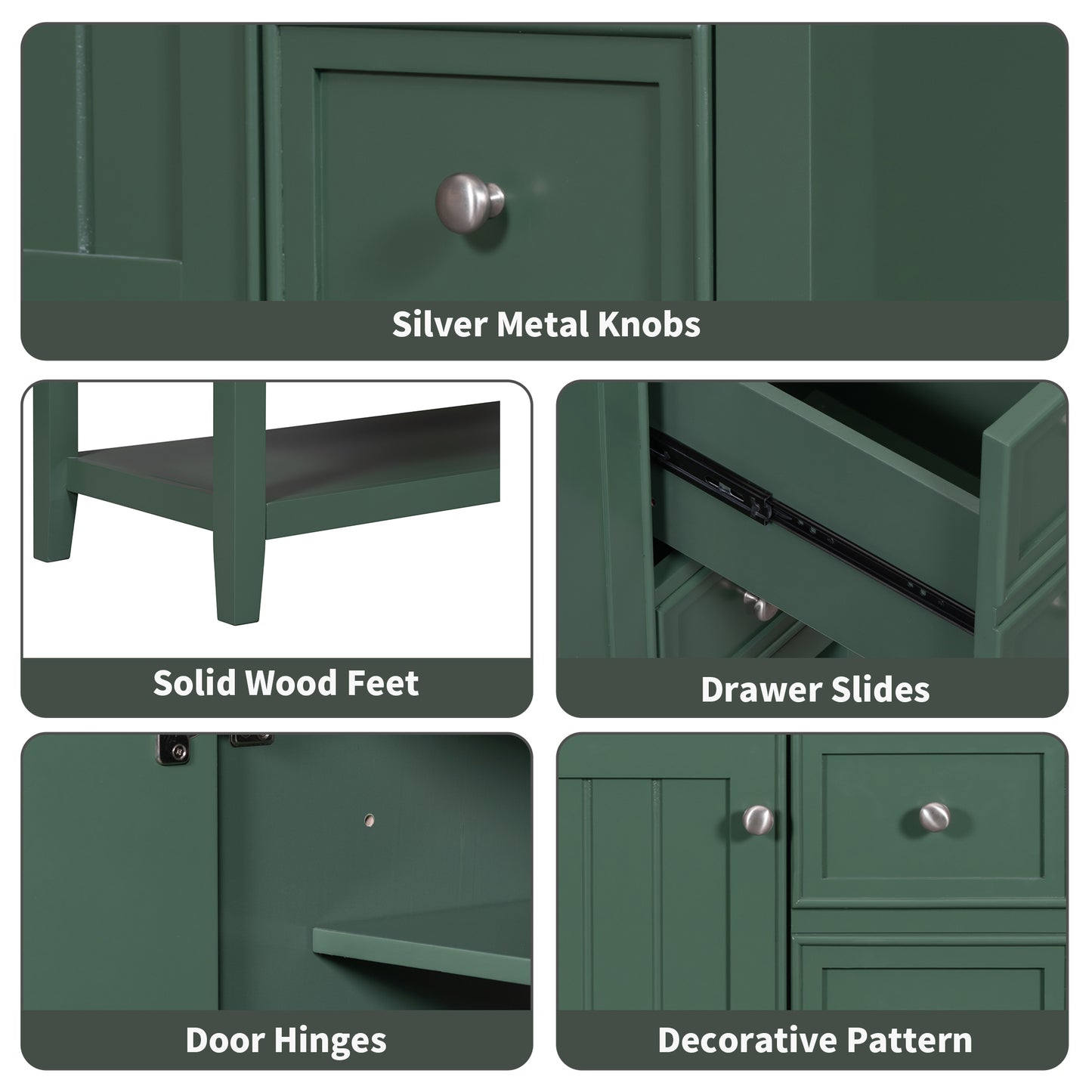 VanityFus 18.6-in Green Bathroom Vanity Single Sink Combo Undermount with Ceramic Top 1 door 3 drawers Adjustable Shelves